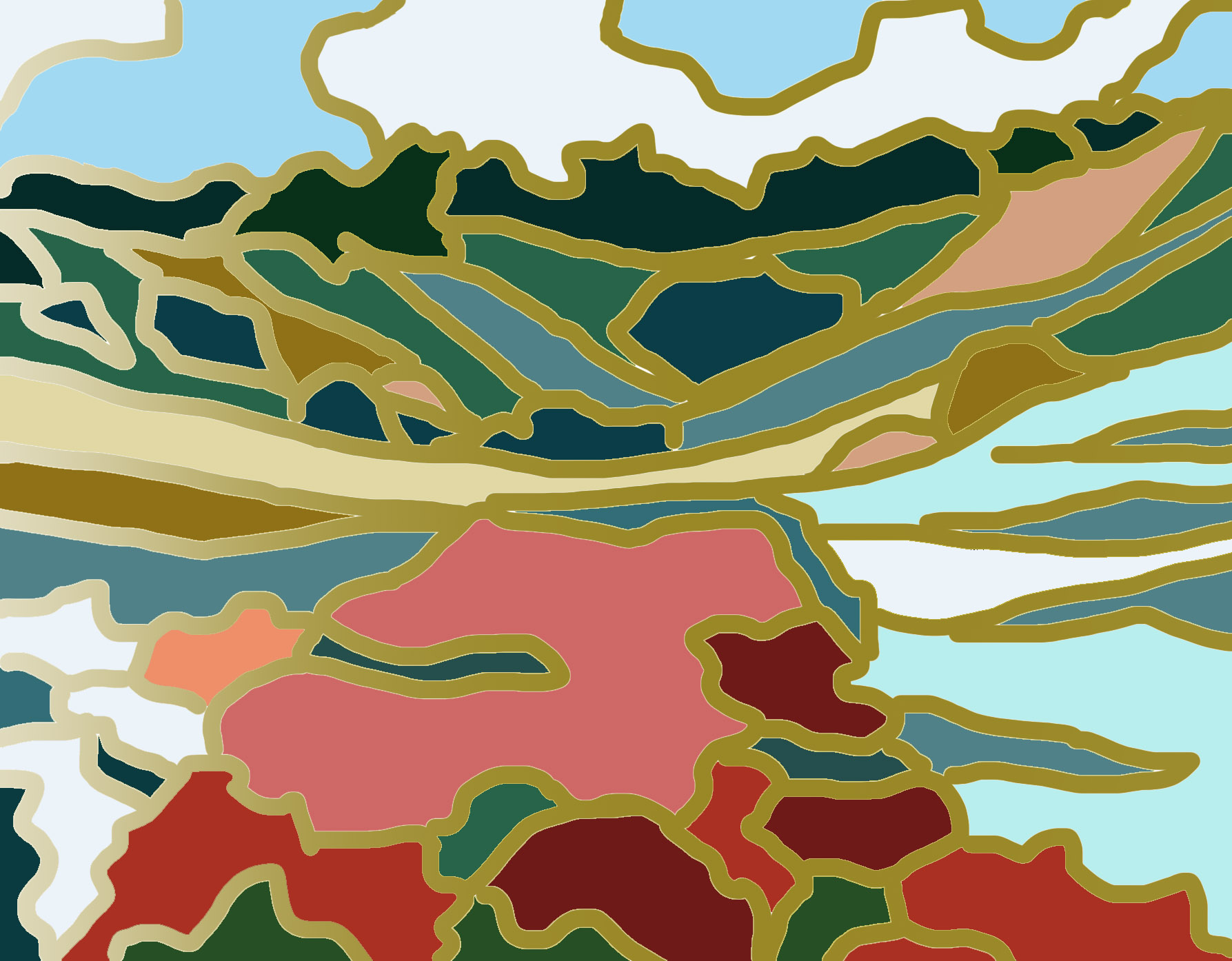 Poppy Field in faux stained glass form